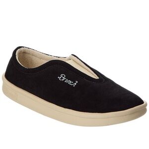 Black Slip-On Shoes with Beige Sole